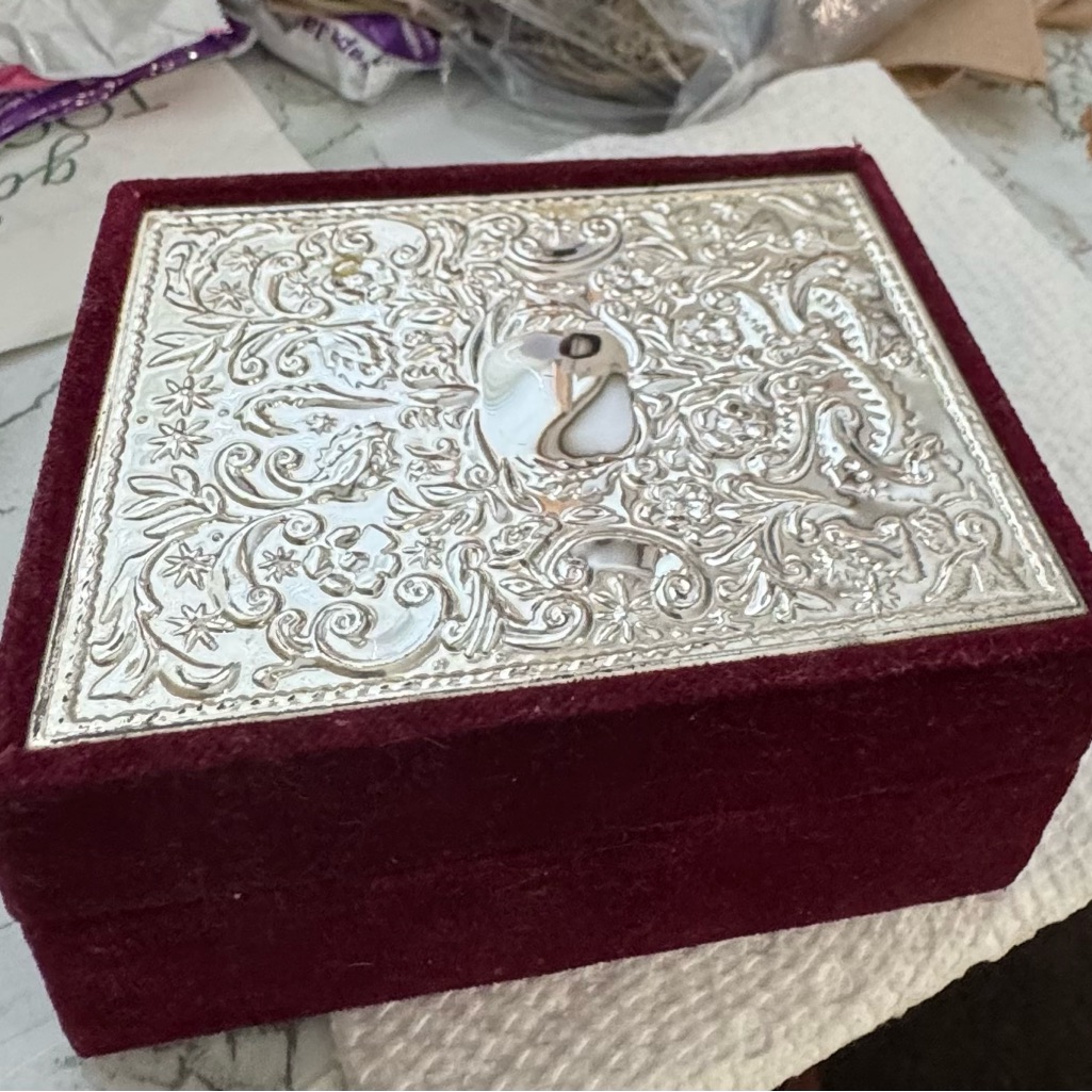 Vtg Godinger Velvet And Silver Jewelry Trinket Keepsake Box 22$
